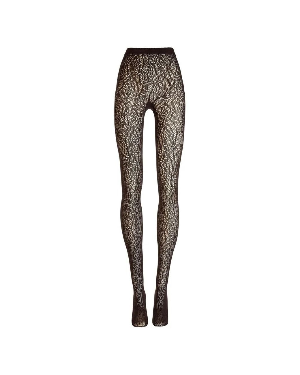 Wolford Black Lace-Effect Tights