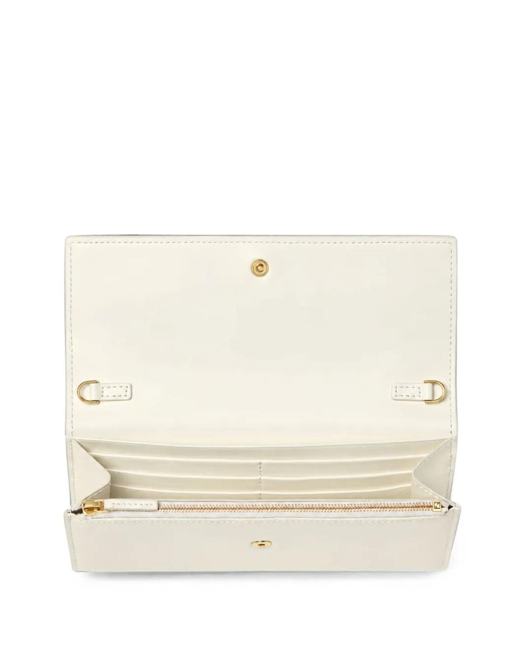 Fendi Natural Ff Logo Continental Leather Chain Wallet