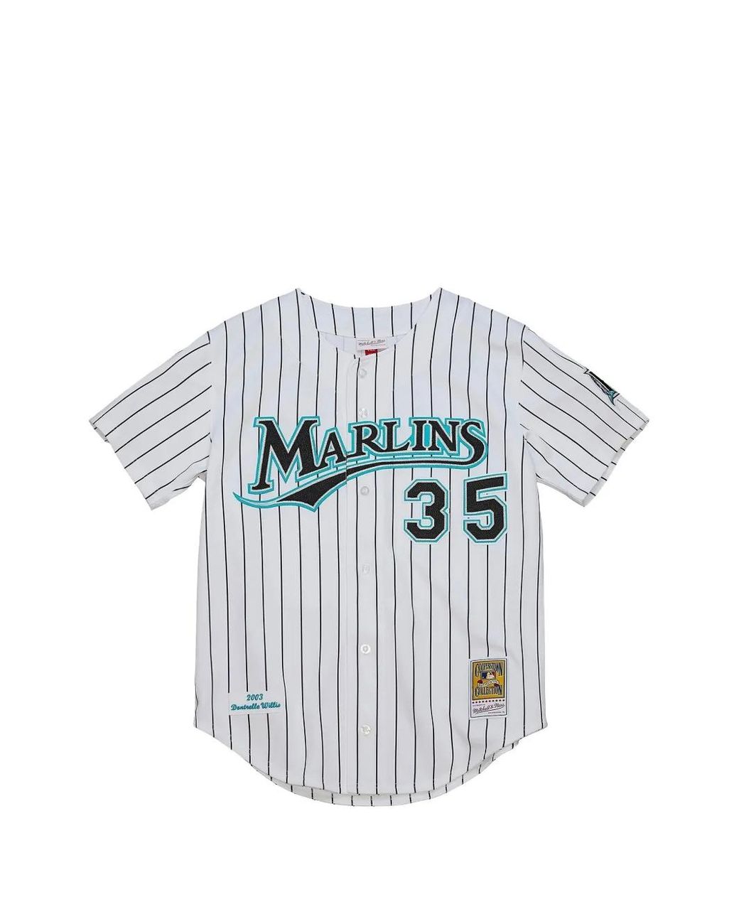 Mitchell & Ness White Dontrelle Willis Florida 2003 Marlins Striped-Pattern Shirt for men