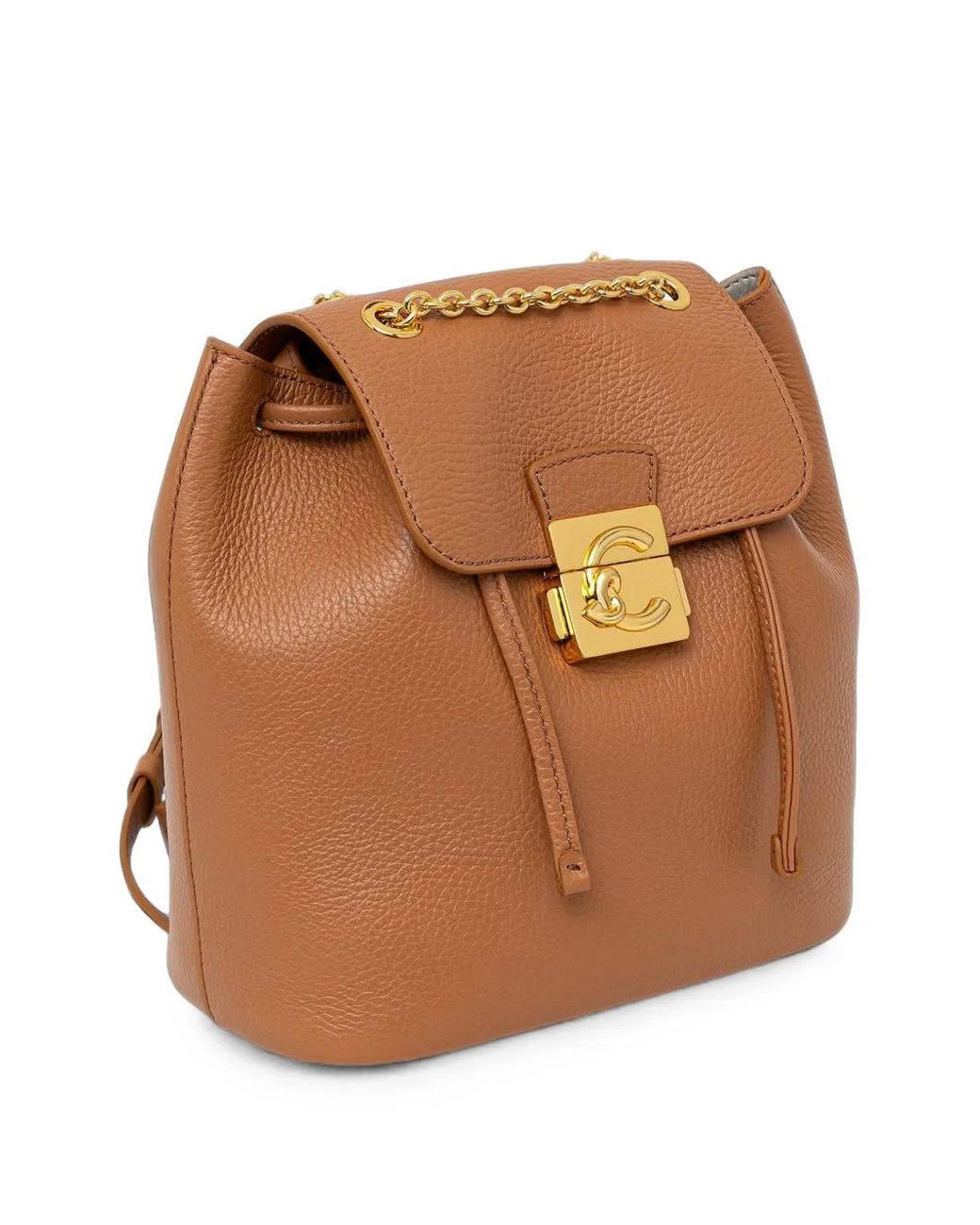Coccinelle Brown Small C-Me Logo-Plaque Drawstring Backpack