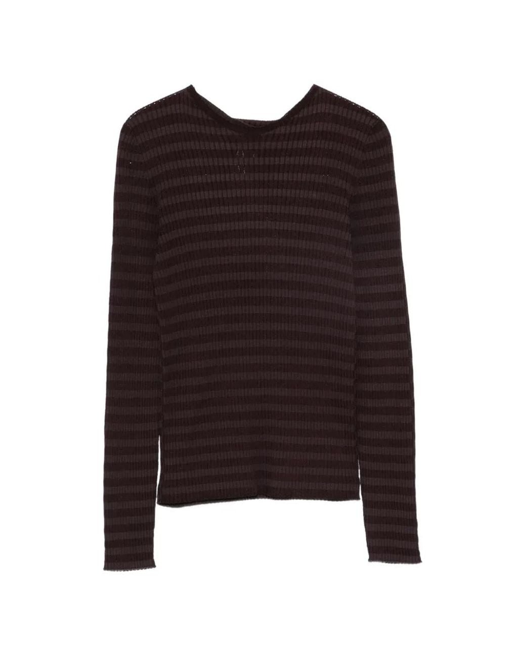 Twinset Brown Striped Ribbed Sweater