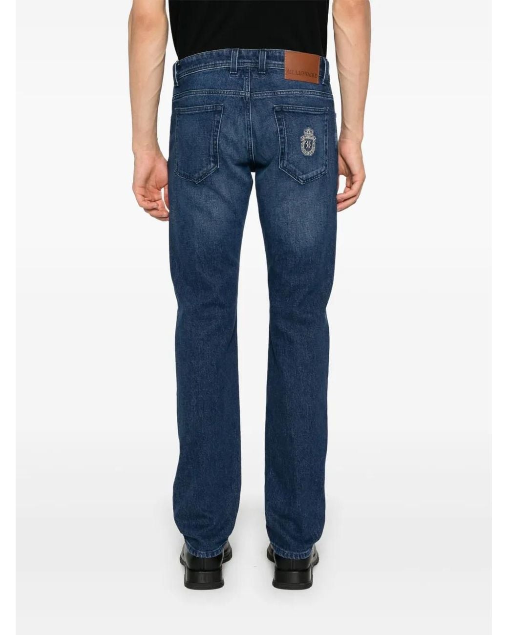 Vaqueros Con Parche Del Logo Billionaire de hombre de color Blue
