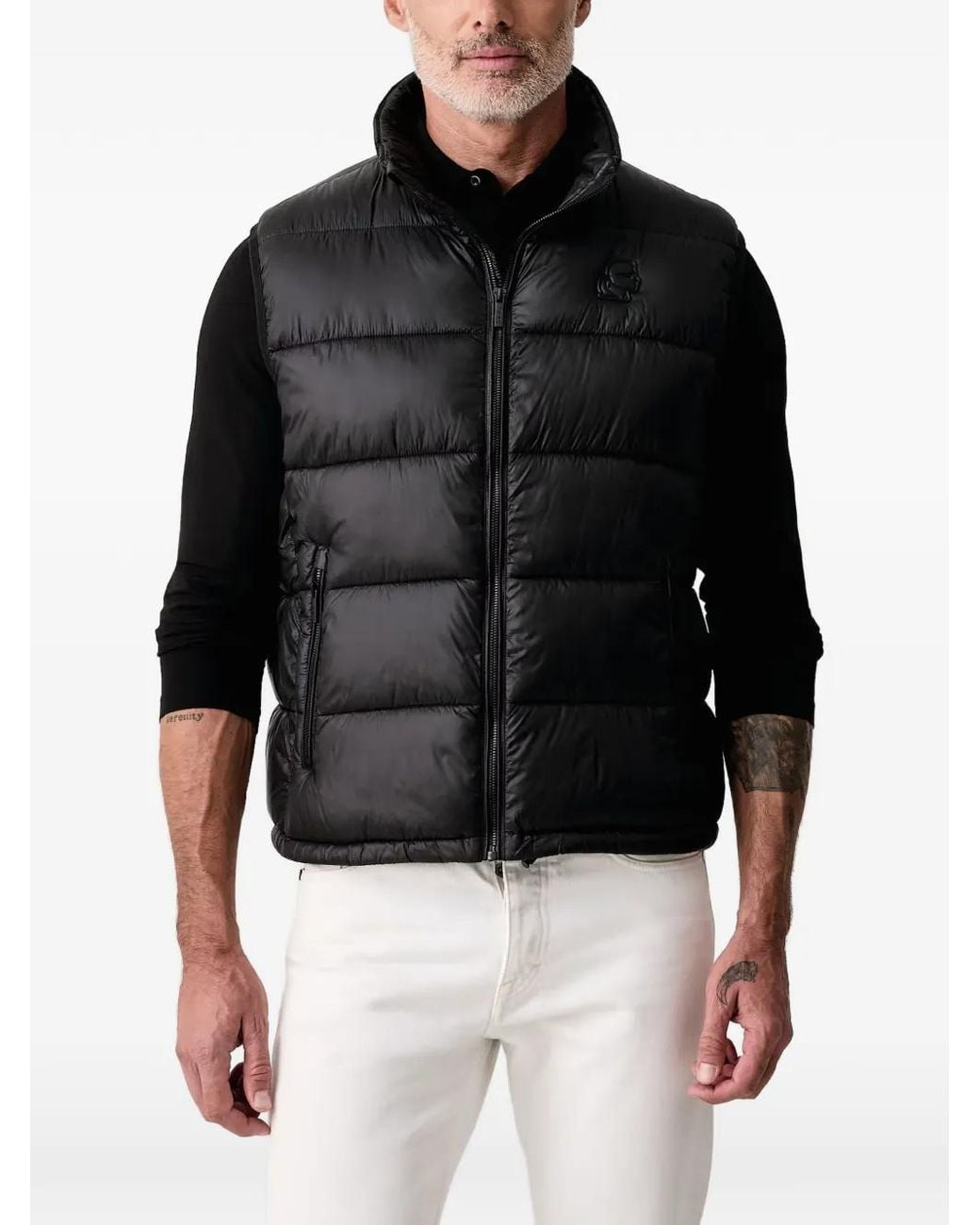 Karl Lagerfeld Black Logo-Patch Quilted Gilet for men