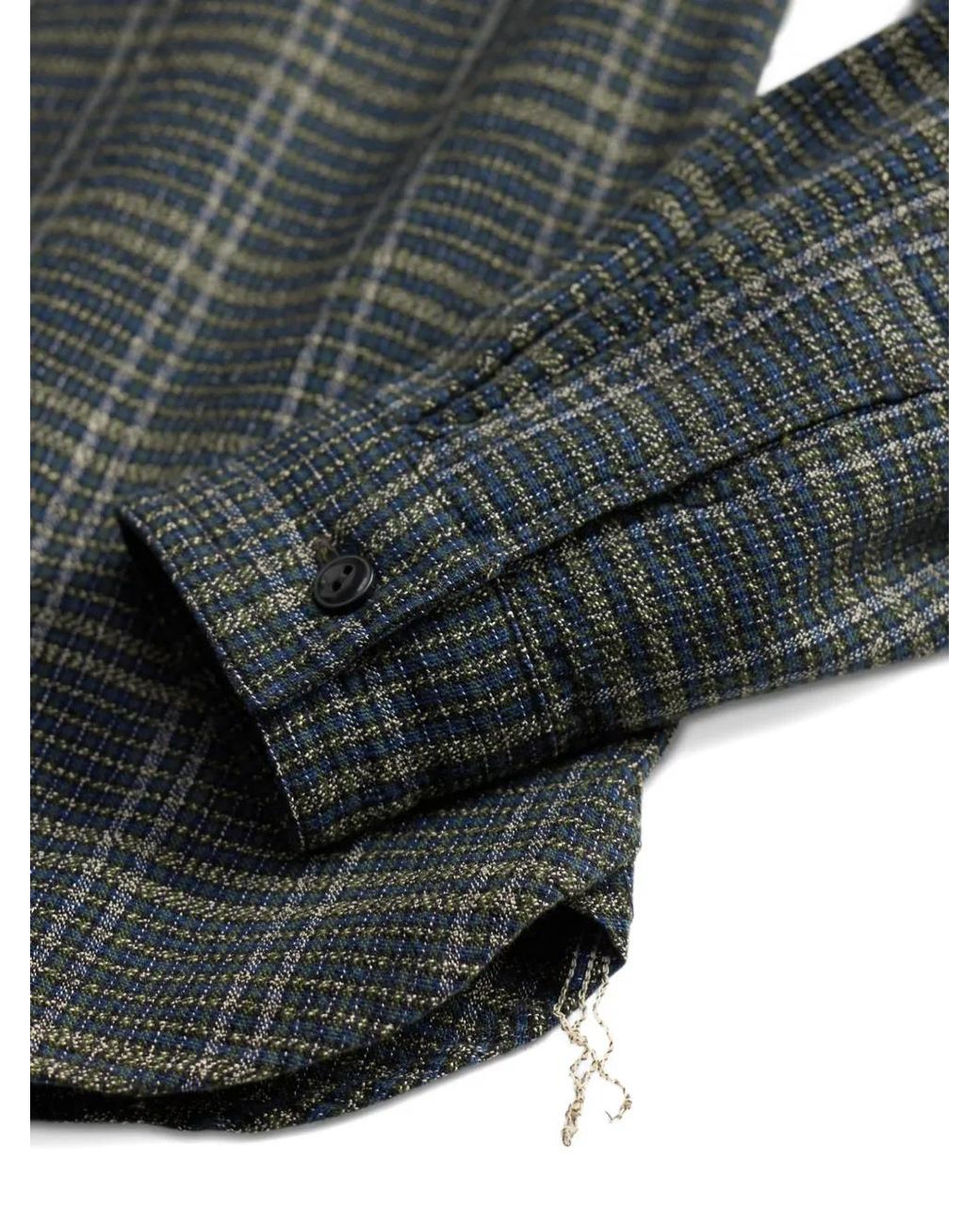 RRL Gray Checked Long-Sleeved Shirt for men