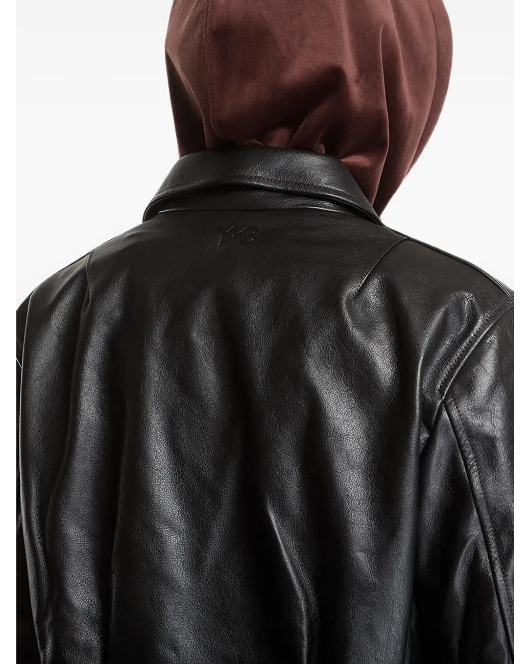 Y-3 Black Veste Zippée En Cuir for men