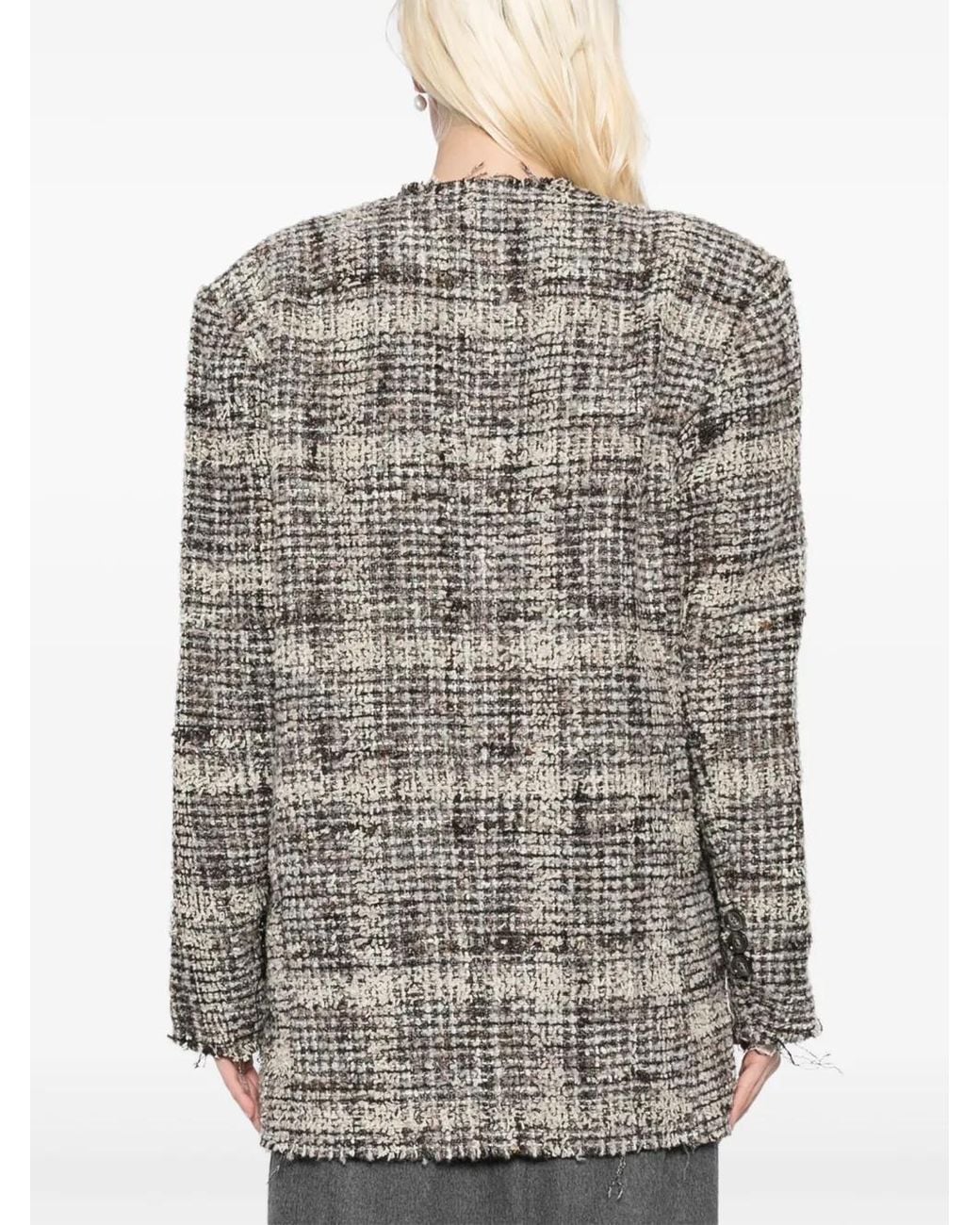JNBY Gray V-Neck Tweed Jacket
