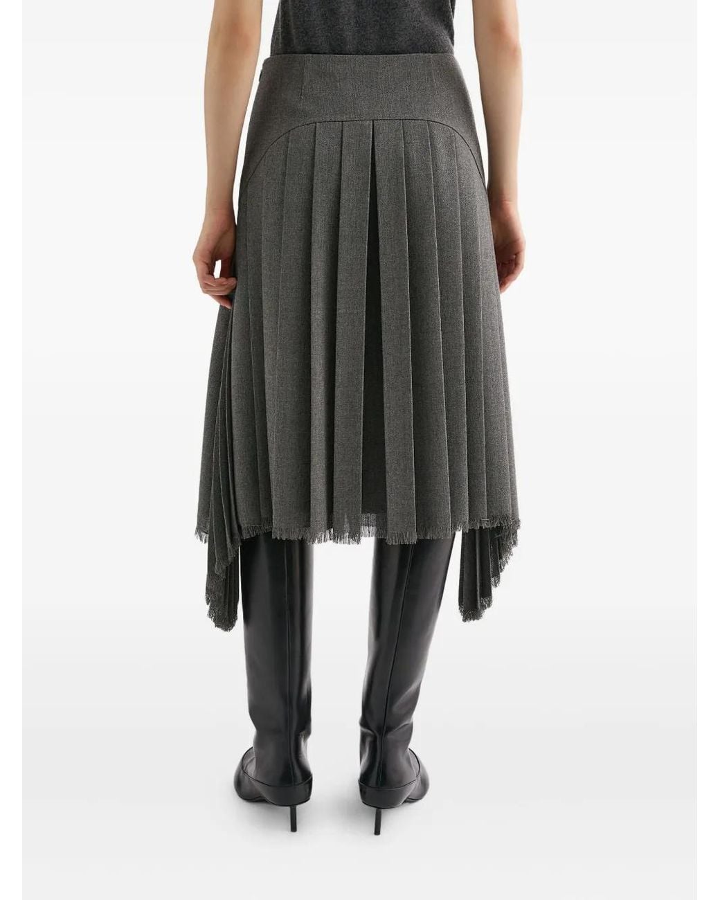 Jil Sander Midi-Plooirok in het Gray