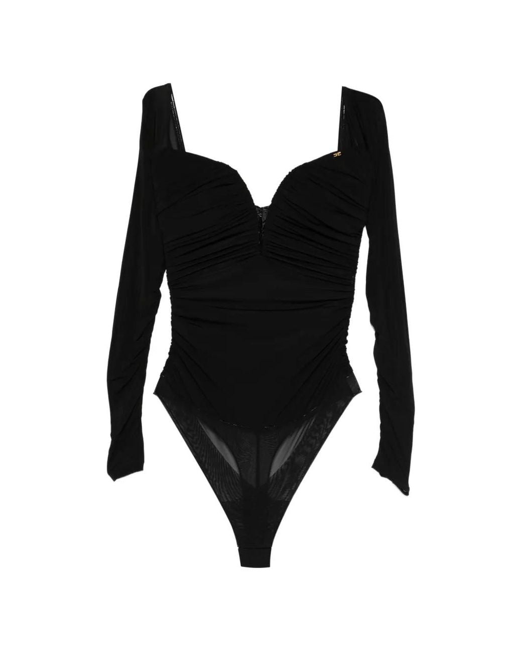 Elisabetta Franchi Black Off-Shoulder Bodysuit