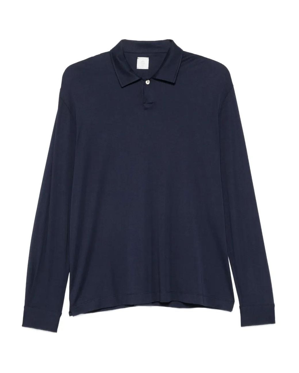 Eleventy Blue Long-Sleeve Polo Shirt for men