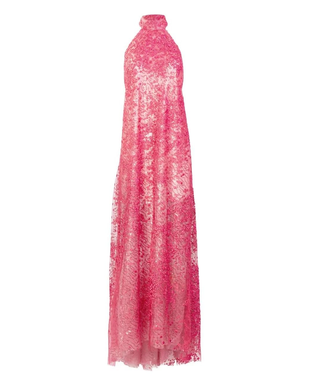 Silvia Tcherassi Pink Tatiana Halterneck Maxi Dress