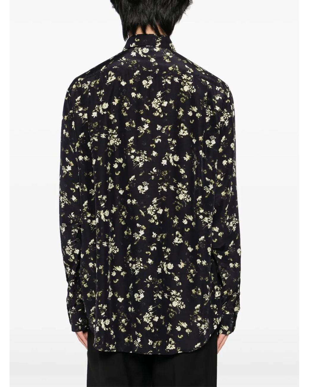CALMLENCE Black Flower-Print Shirt for men