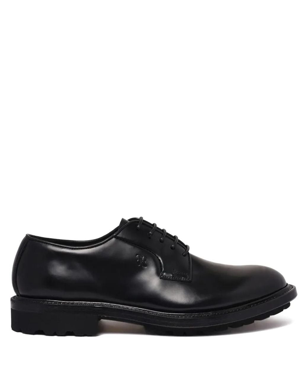 Fabi Black Embossed-Logo Derby Shoes for men