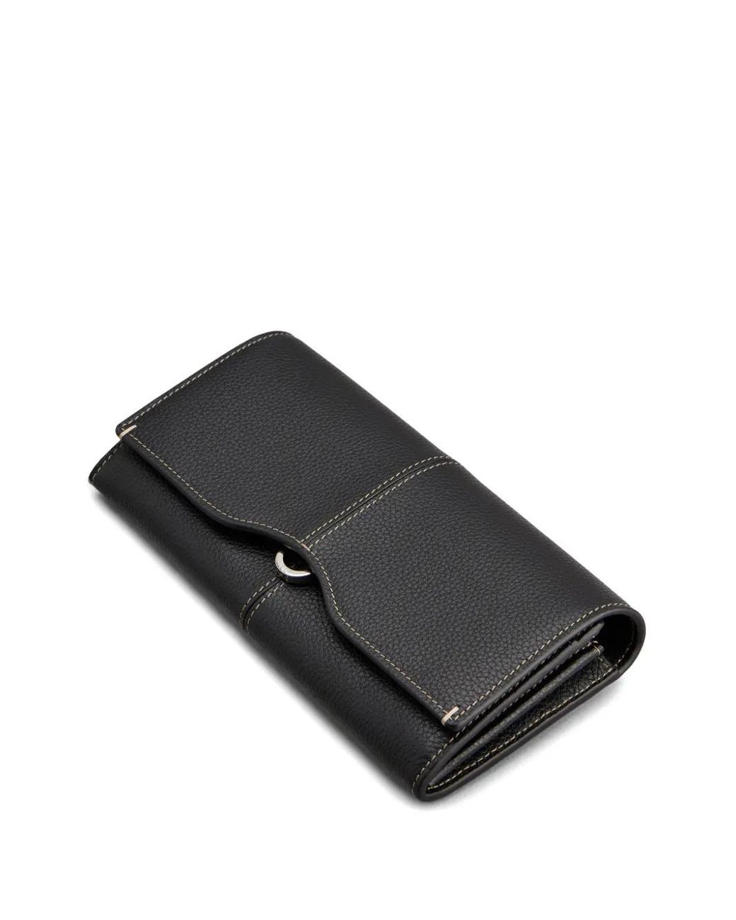 Tod's Black Leather Stitched Wallet