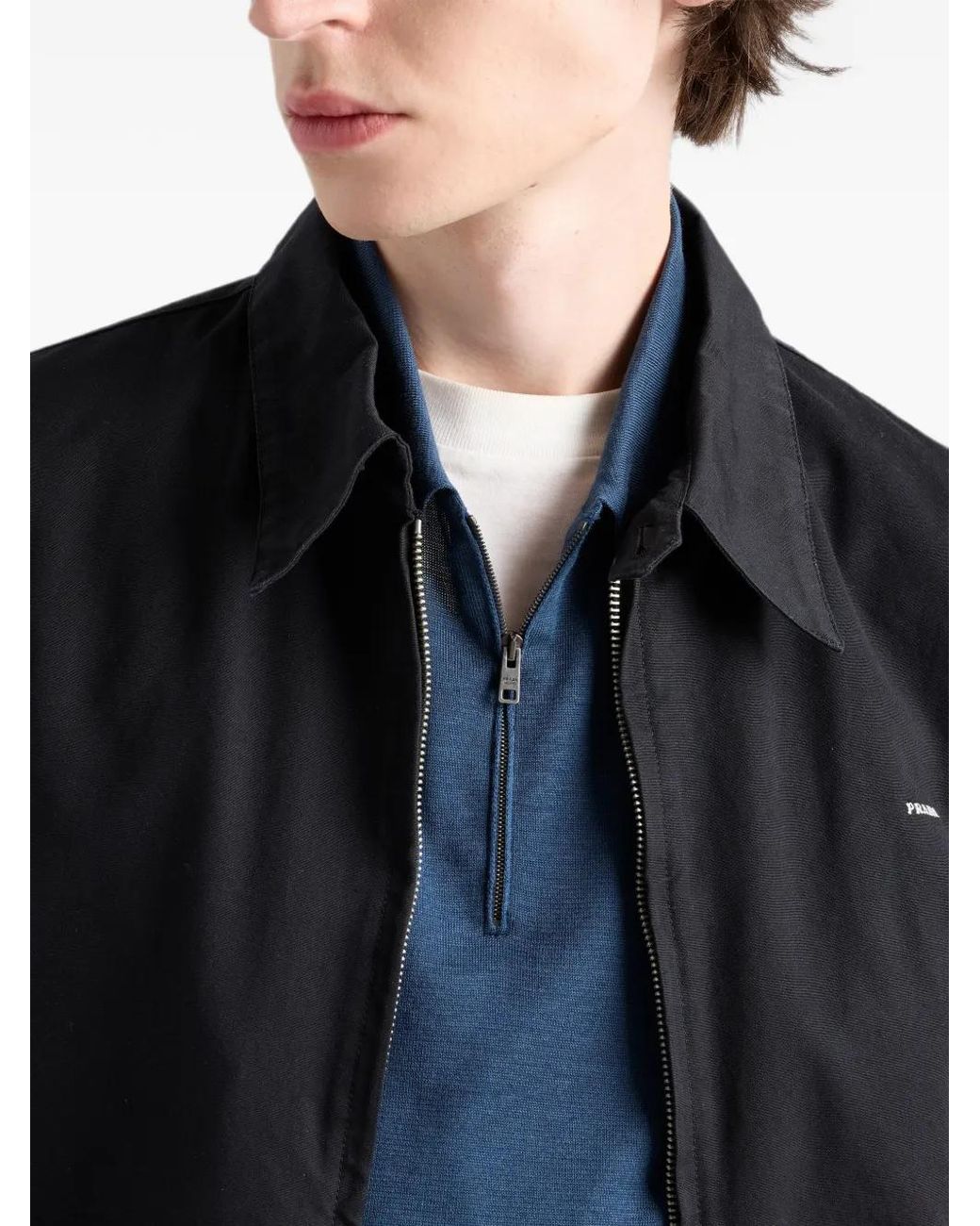 Prada Blue Polo En Soie Et Coton for men
