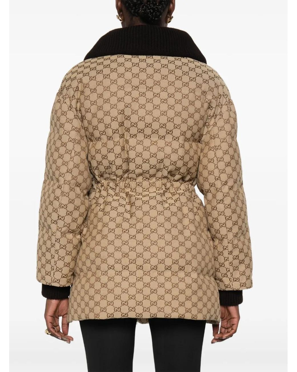 Gucci Brown Gg Canvas Puffer Jacket
