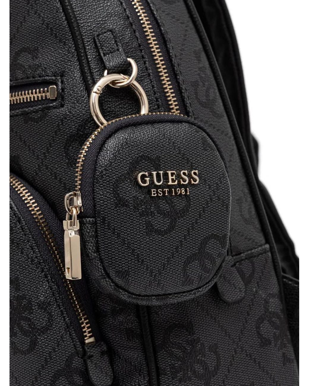 Guess Black Power Play Logo-Print Detachable-Pouch Backpack