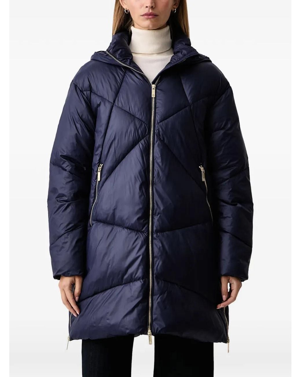 Fracomina Blue Quilted Hooded Jacket
