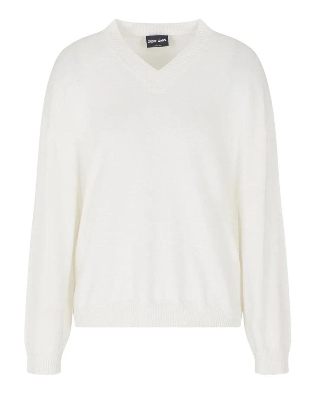 Giorgio Armani White V-Neck Sweater