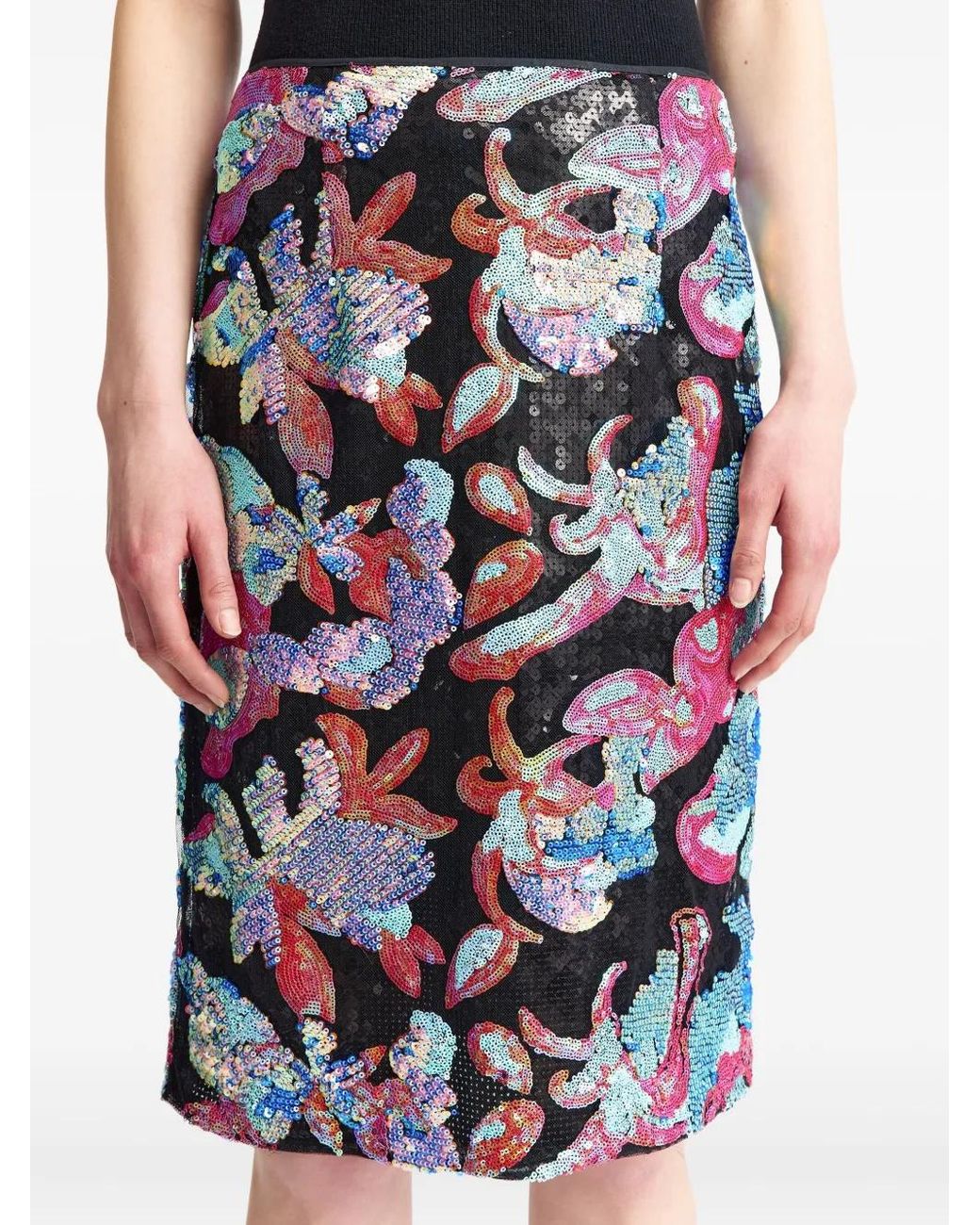 16Arlington Gray Elice Sequinned Midi Skirt