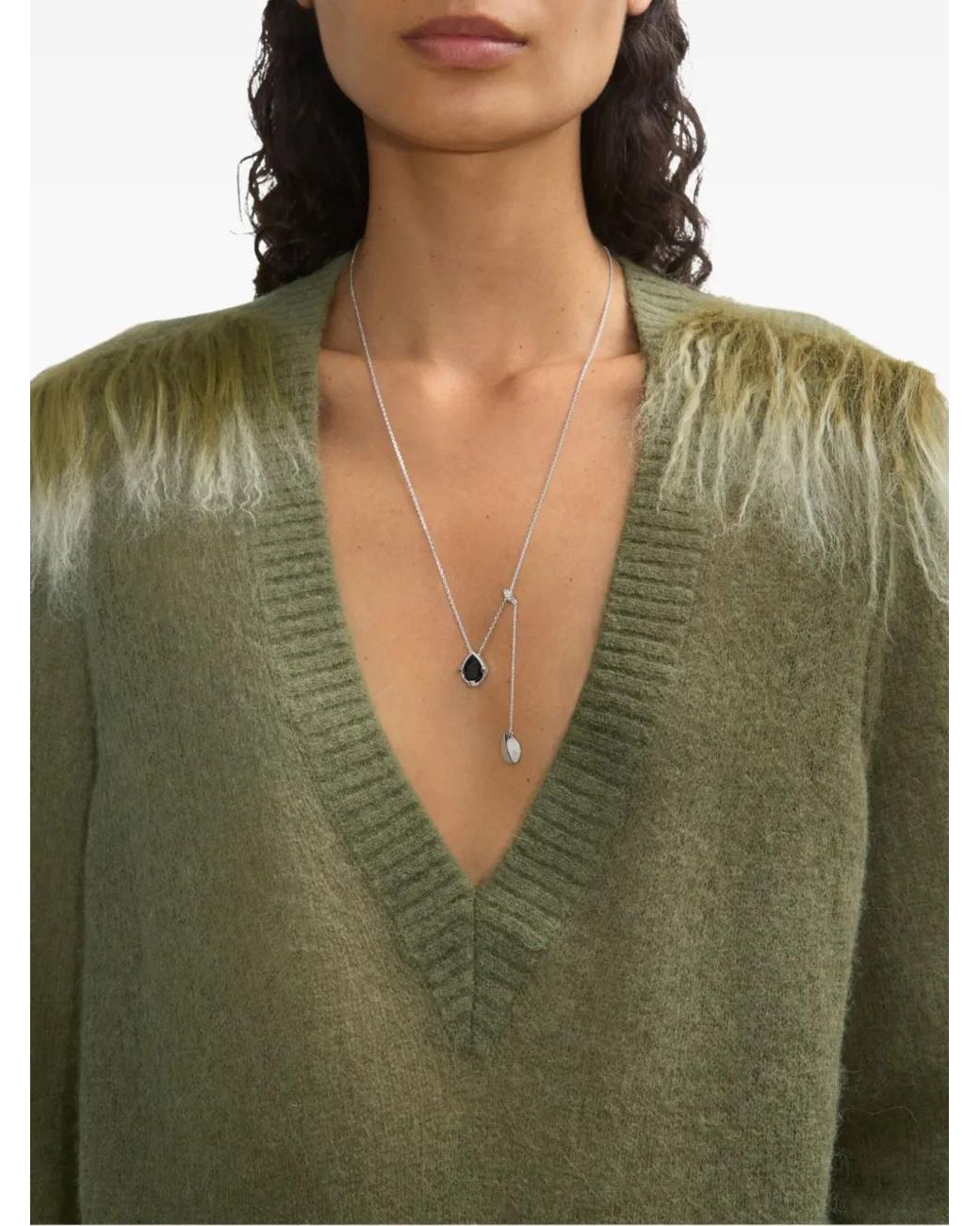 Burberry White Onyx-Shield Pendant Necklace