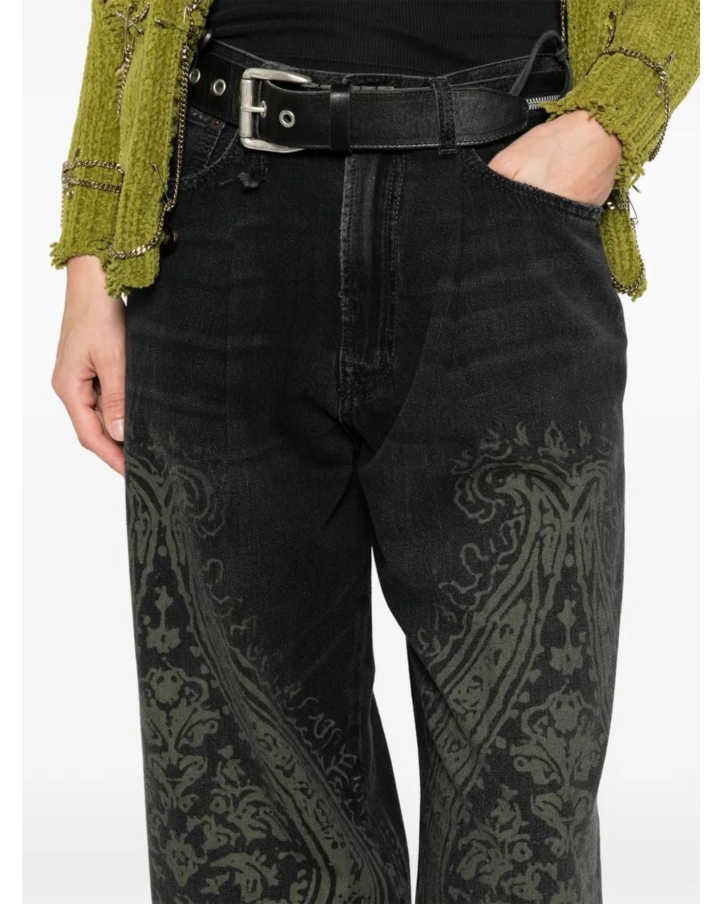 R13 Gray Damon Paisley Jeans