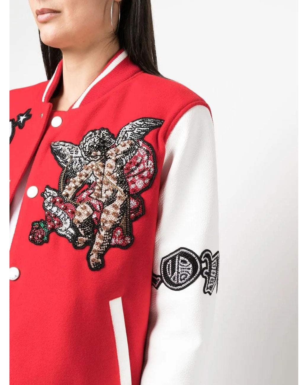 Philipp Plein Red Love Angel Bomber Jacket