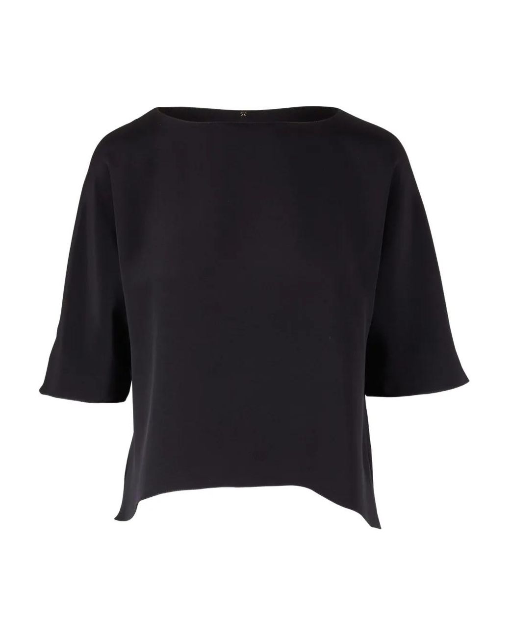 Peter Cohen Black Boat-Neck Short-Sleeves Top