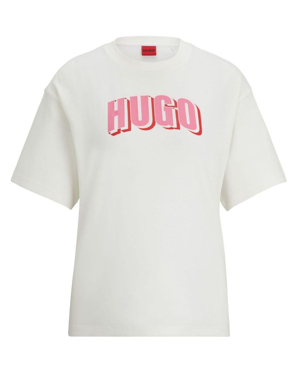 DE mit HUGO Weiß Logo-Print | Lyst T-Shirt in
