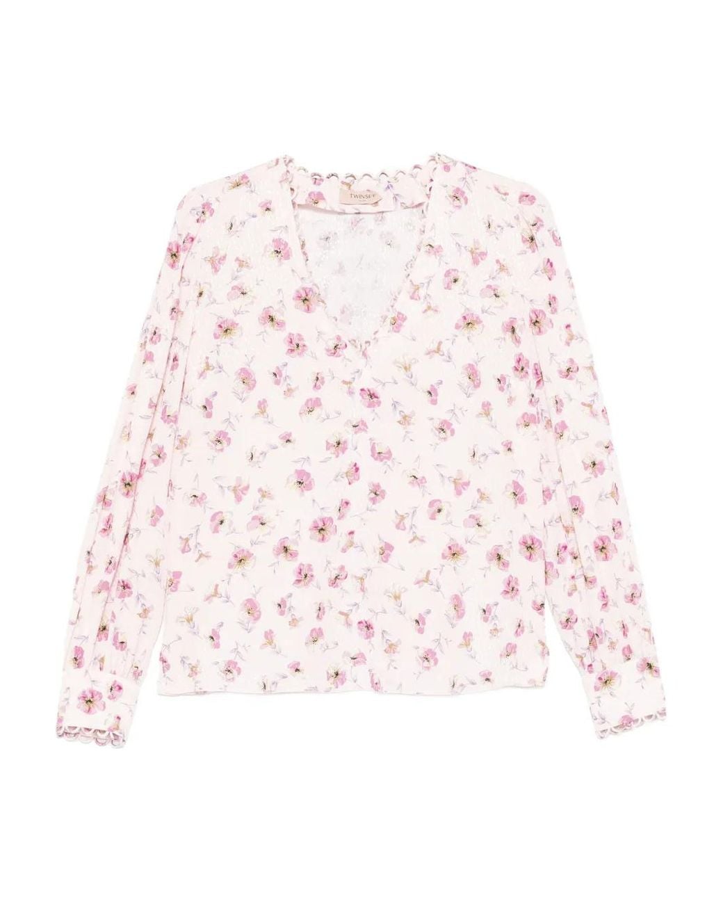 Twinset Pink Floral V-Neck Blouse