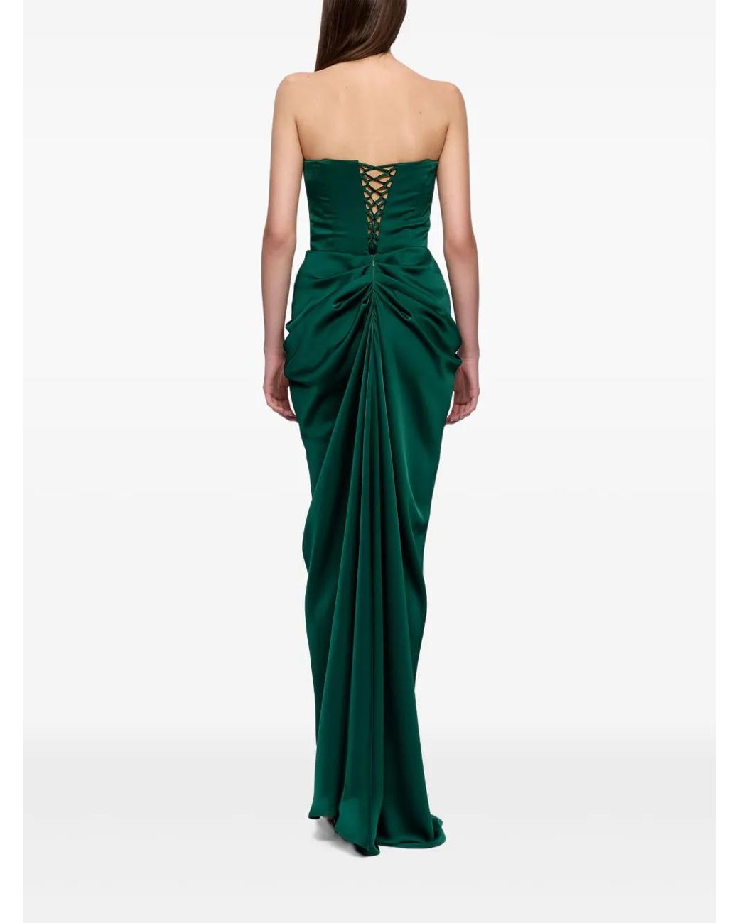 Ana Radu Green Corset Draped Maxi Dress