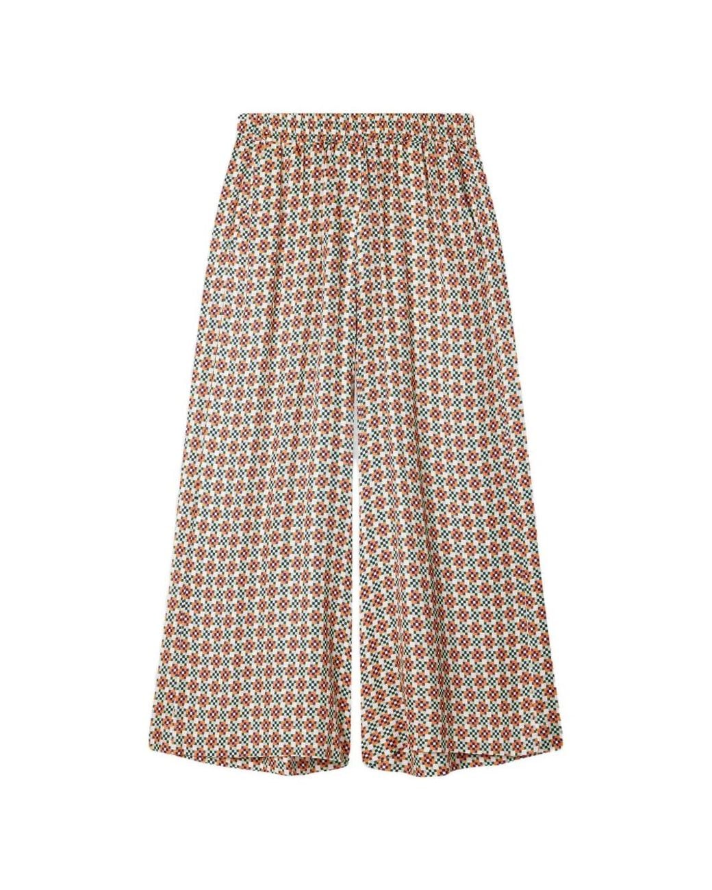 Paul Smith Natural Geometric Square Wide-Leg Trousers