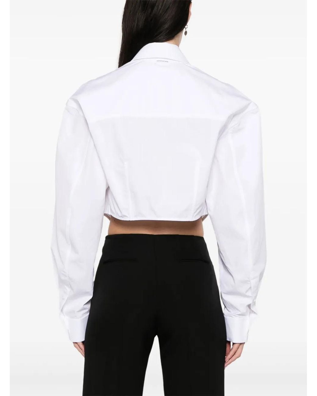 Alexander Wang White Cropped Shirt Diamond Hem
