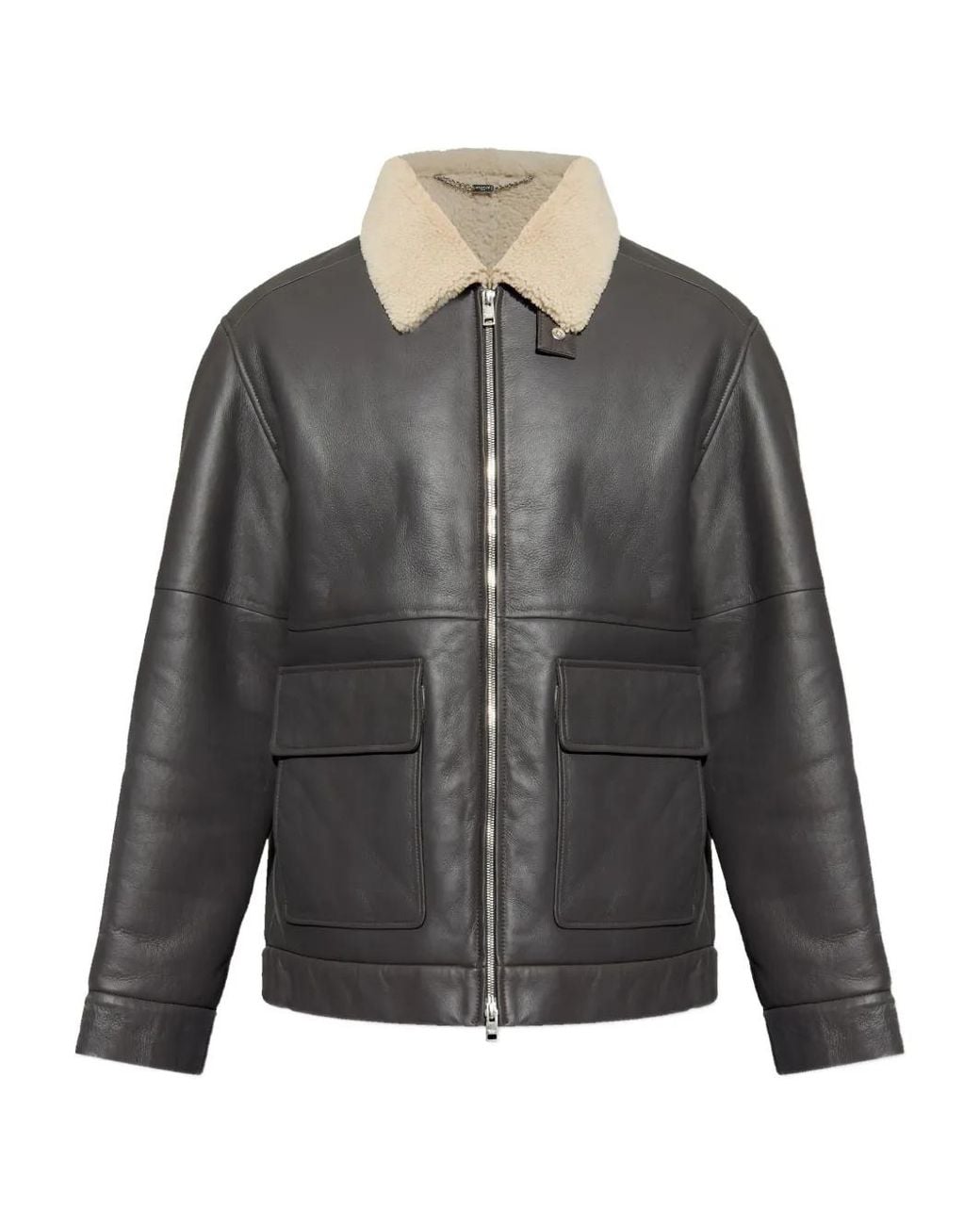 Maison Kitsuné Gray Shearling-Collar Jacket for men