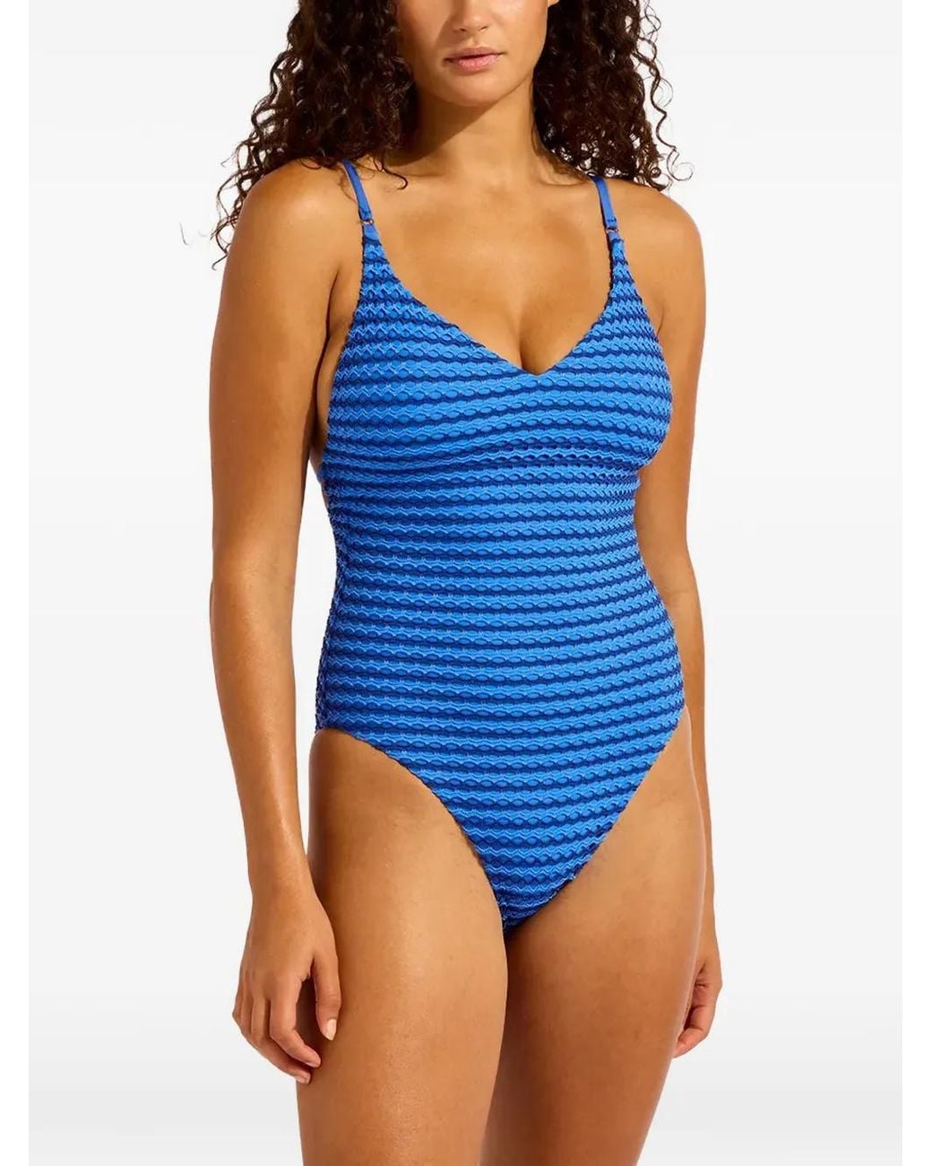 Seafolly Blue Textured-Finish Swimsuit