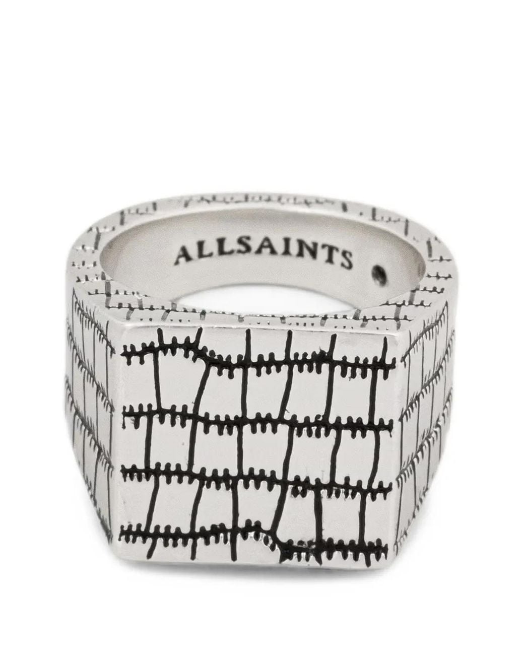 AllSaints Gray Etched Signet Rings