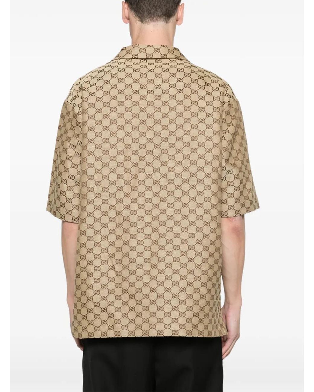 Gucci Natural Gg Linen-Blend Canvas Shirt for men