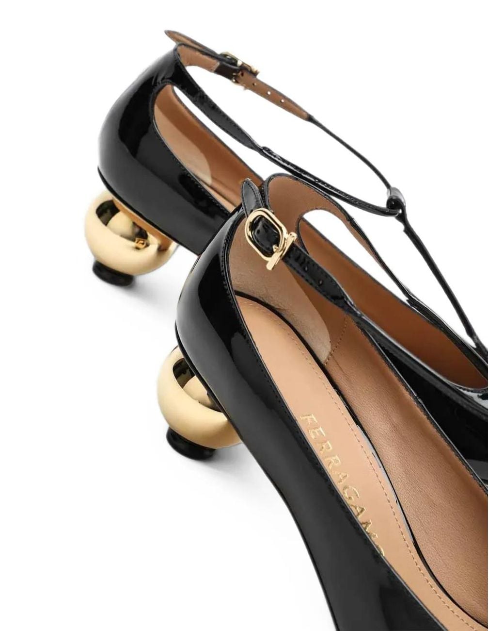 Ferragamo Black Tania Patent Leather Pumps