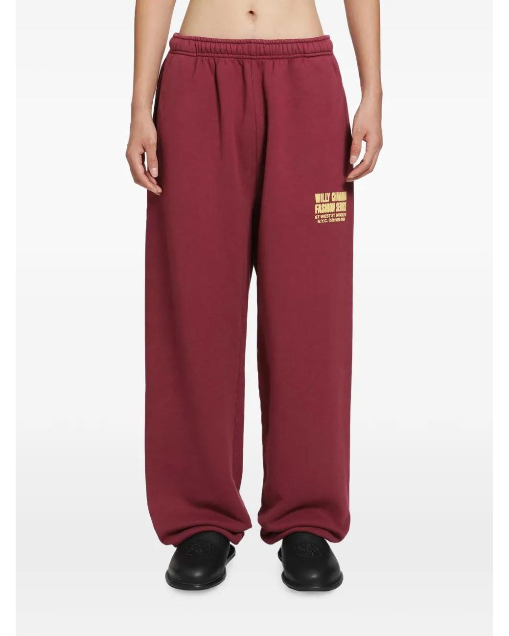Willy Chavarria Red Fashion Services Buffalo Track Pants for men