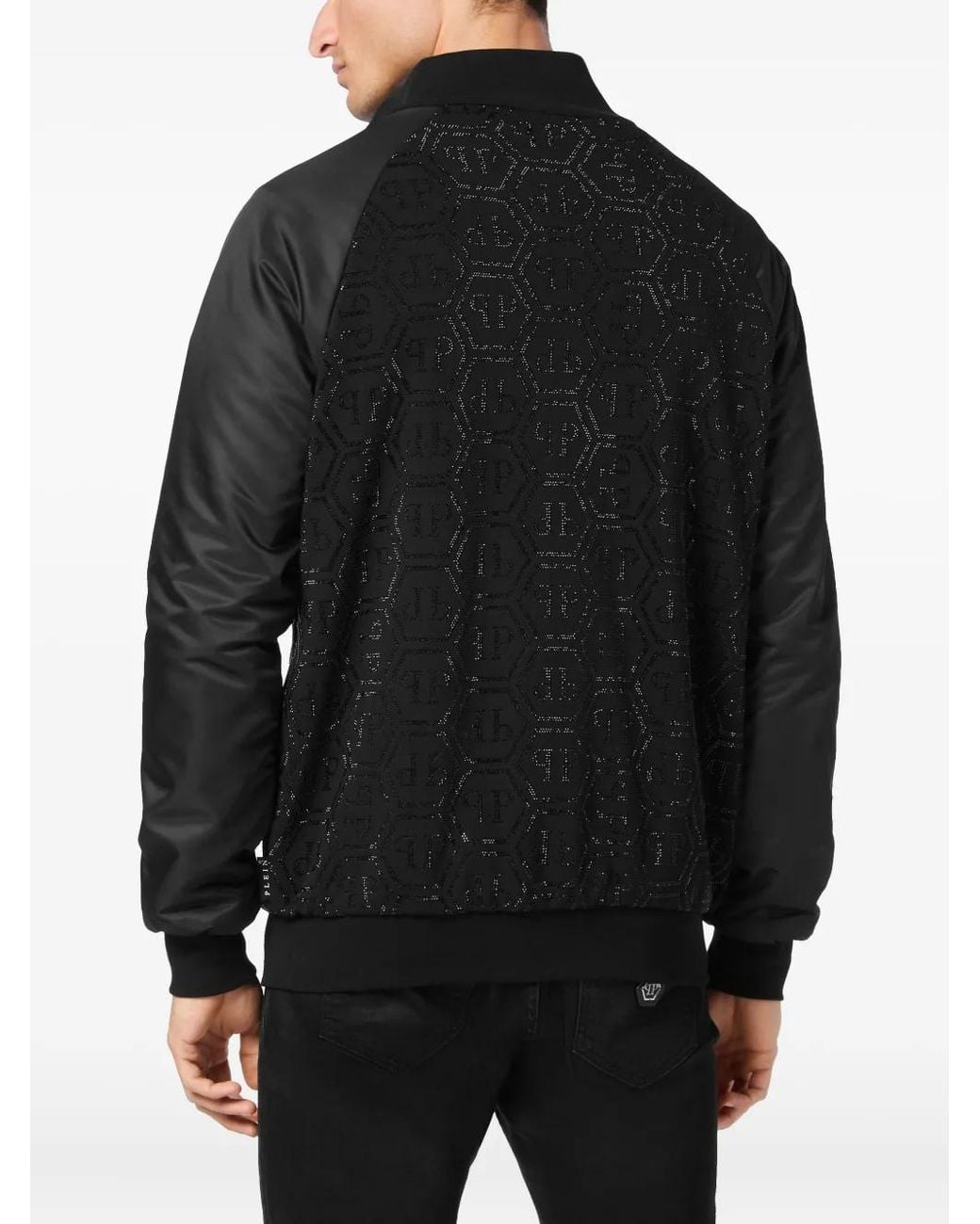 Philipp Plein Black Logo-Patch Jacket for men