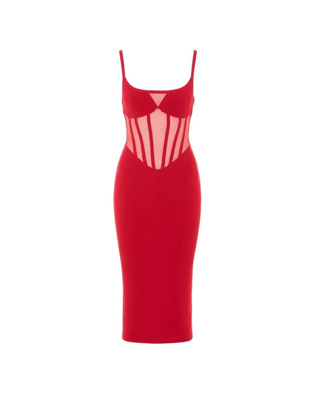Elisabetta Franchi Red Knit Bustier Dress