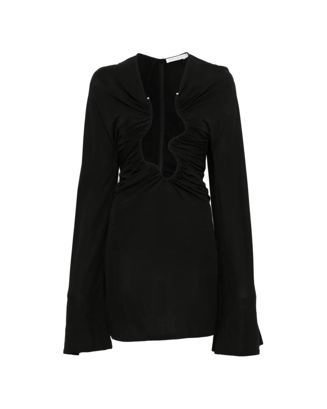 Christopher Esber Black Salacia Ruched Long Sleeve Mini Dress