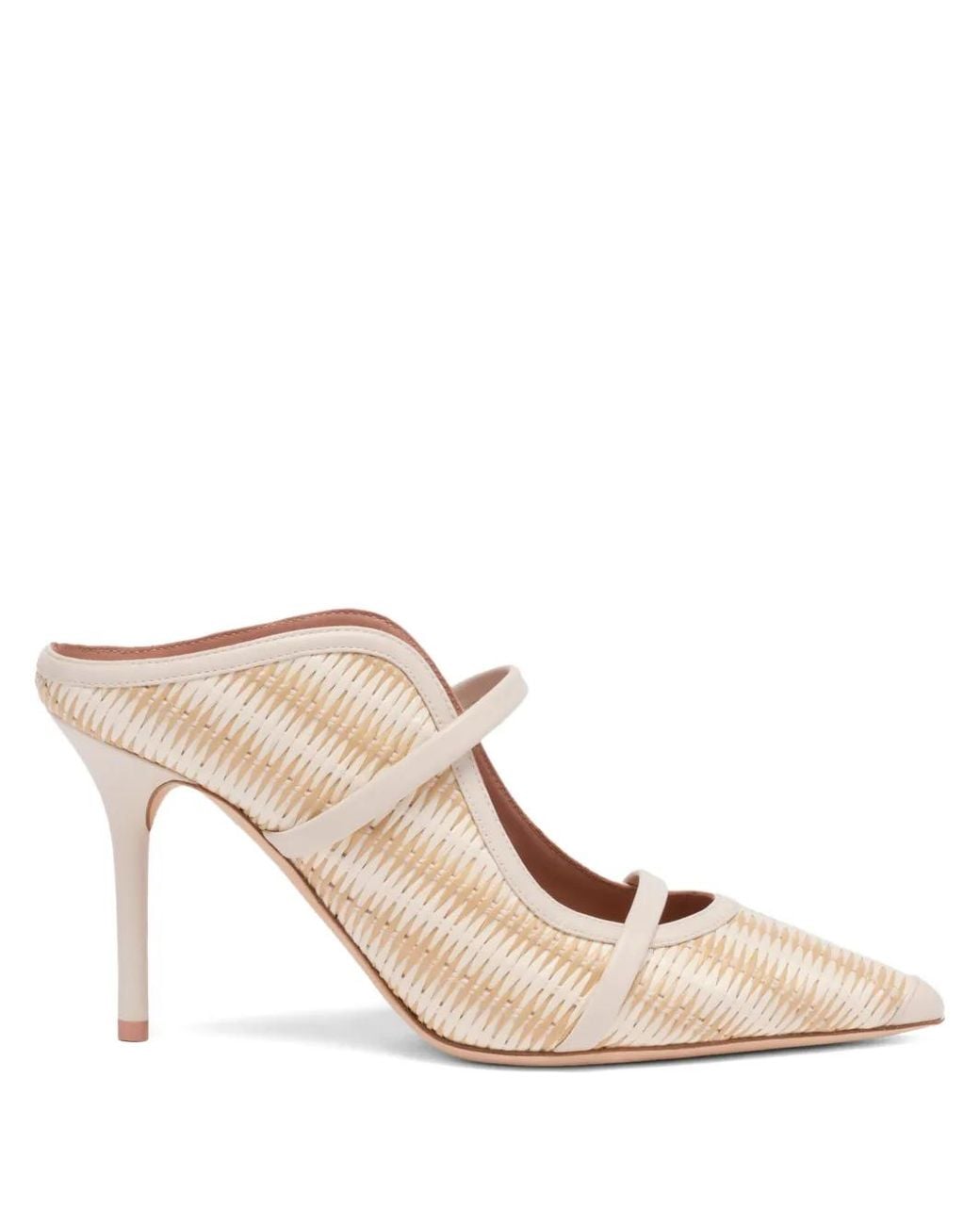 Malone Souliers Pink Maureen Striped Raffia 85Mm Mules