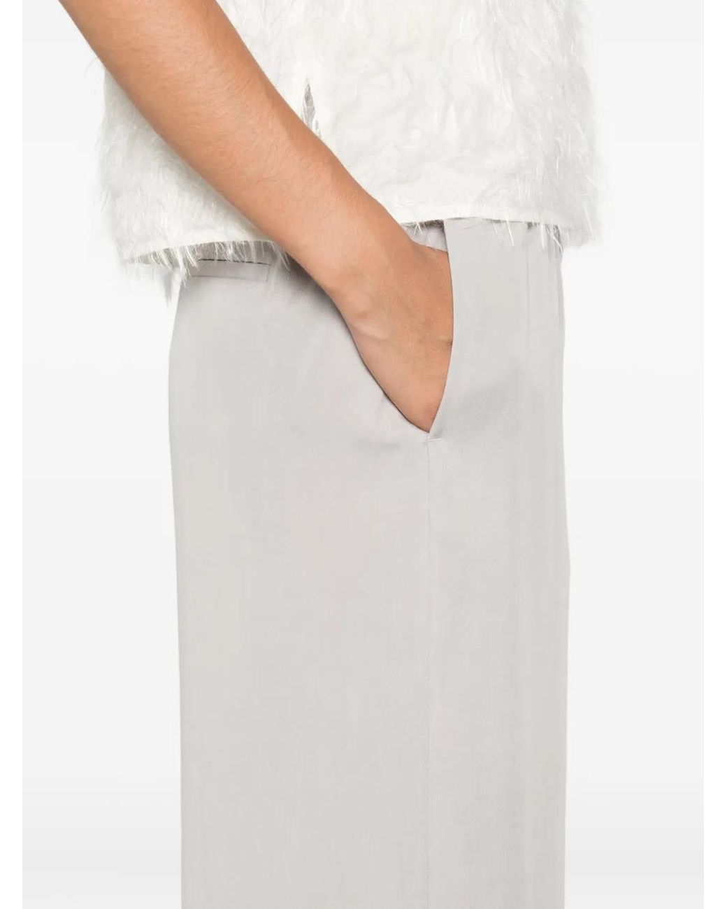 Peserico White Elastic-Waist Trousers