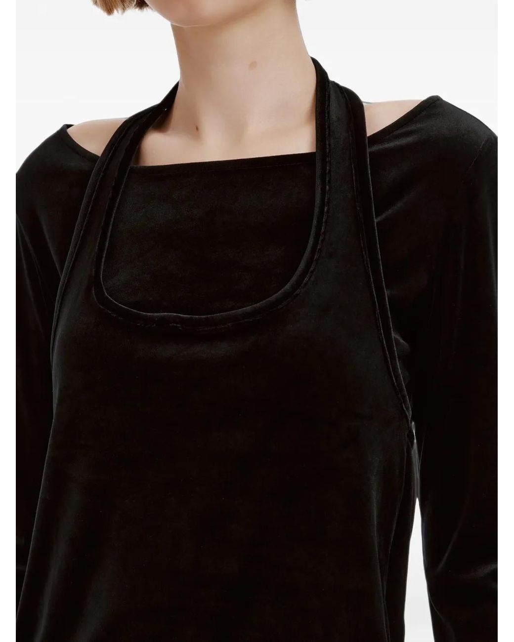 B+ AB Black Velvet Layered-Effect T-Shirt