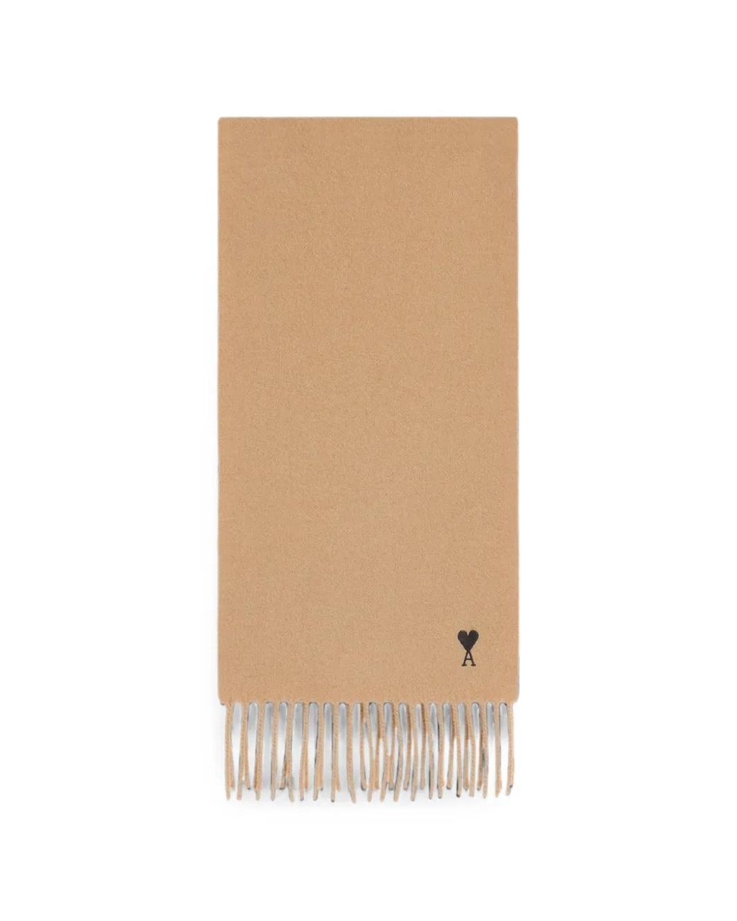 AMI Natural Wool Scarf With Ami De Coeur