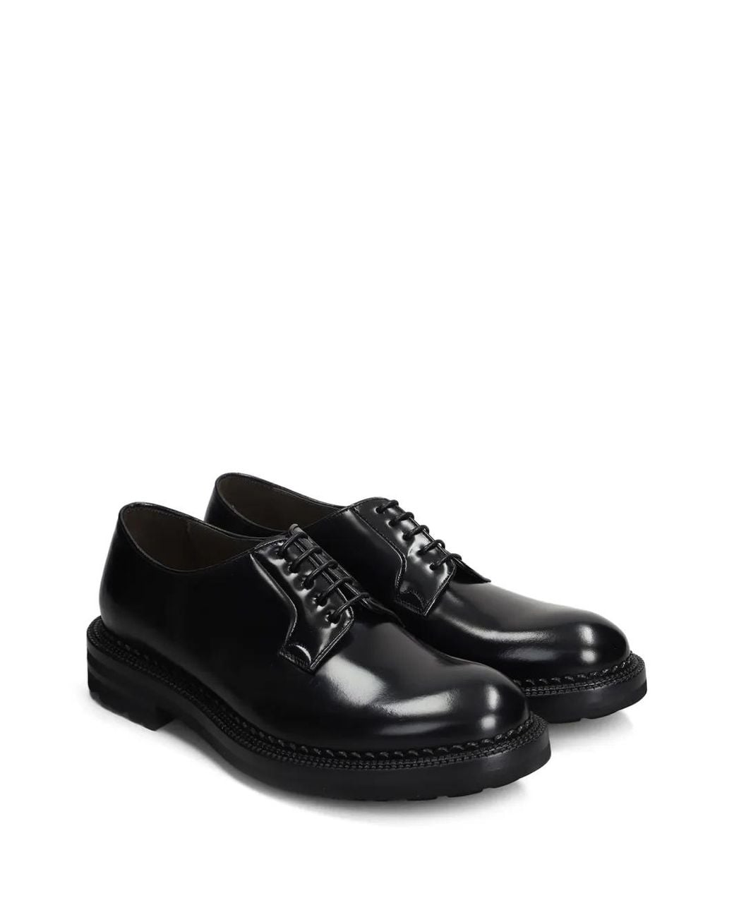 Green George Black Leather Shoes for men