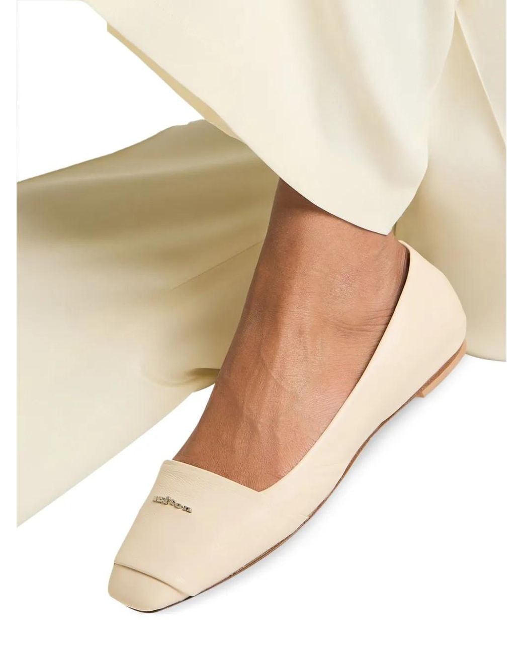 Kiton Natural Logo-Plaque Leather Ballet Flats