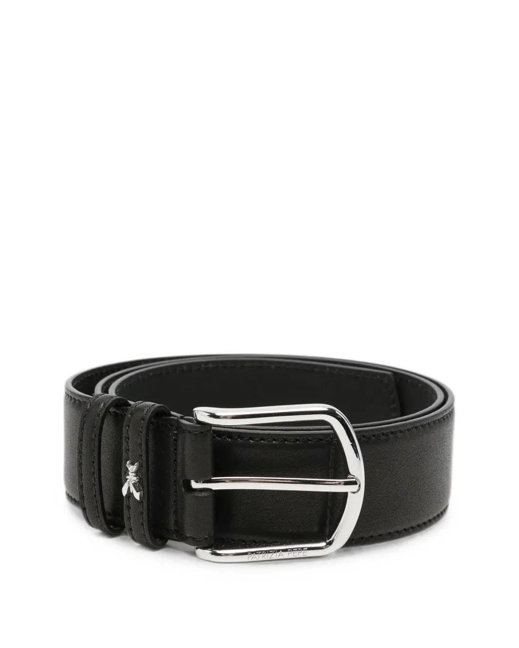 Patrizia Pepe Black Ceinture En Cuir À Détail De Logo