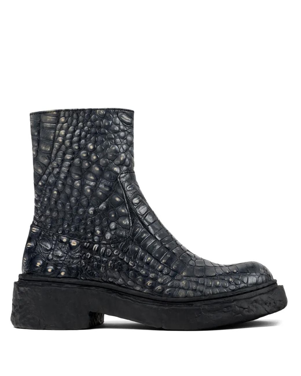 CAMPERLAB Black Vámonos Crocodile-Effect Ankle Boots