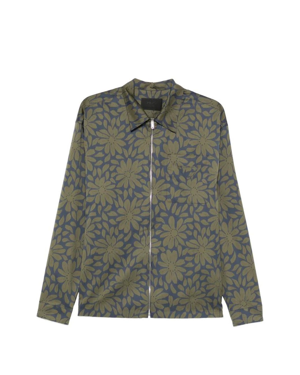 Prada Green Floral Zipped Shirt for men